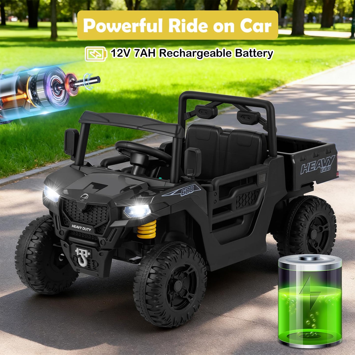 12V Ride on Dump Truck with Electric Dump Bed with Music and Remote Control