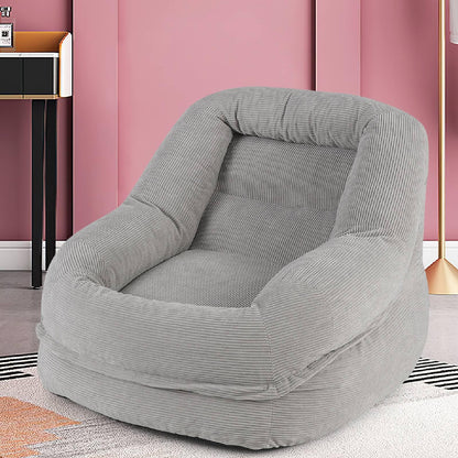 Boneless Floor Single Sofa Chair with Soft Stripe Corduroy Cover