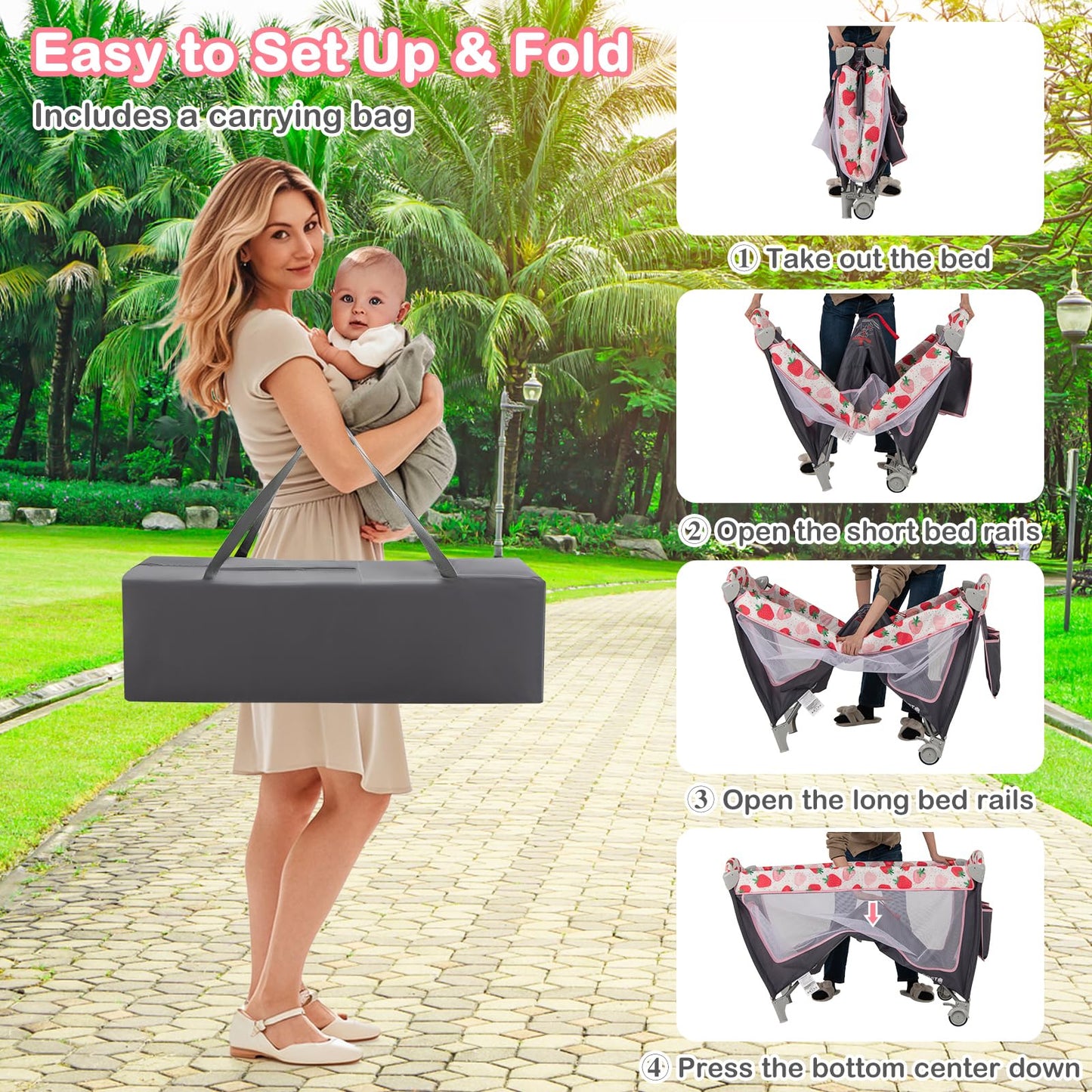 4 in 1 Foldable Travel Cot