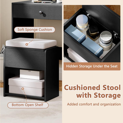 Vanity Desk with Mirror and Lights Dressing Table with Charging Station