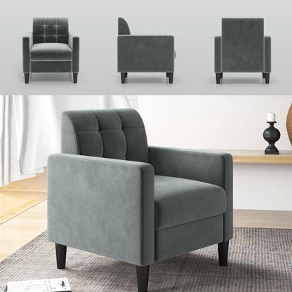 Upholstered Armchair Modern Velvet Accent Chair with Tufted Back