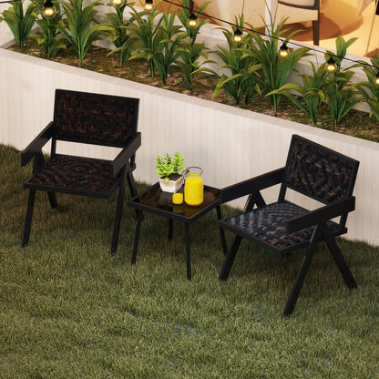 PE Rattan Garden Table and Chairs Set with Quick-Drying Foam