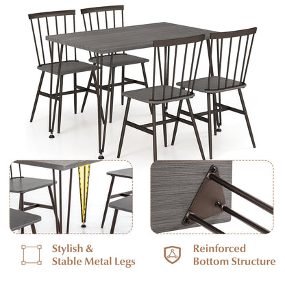 GiantexUK 5 PCS Dining Table Set, Wooden Kitchen Table and 4 Chairs
