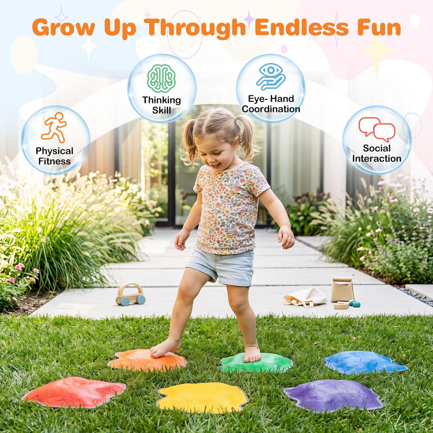 Kids Stepping Stones, Stackable Balance Blocks