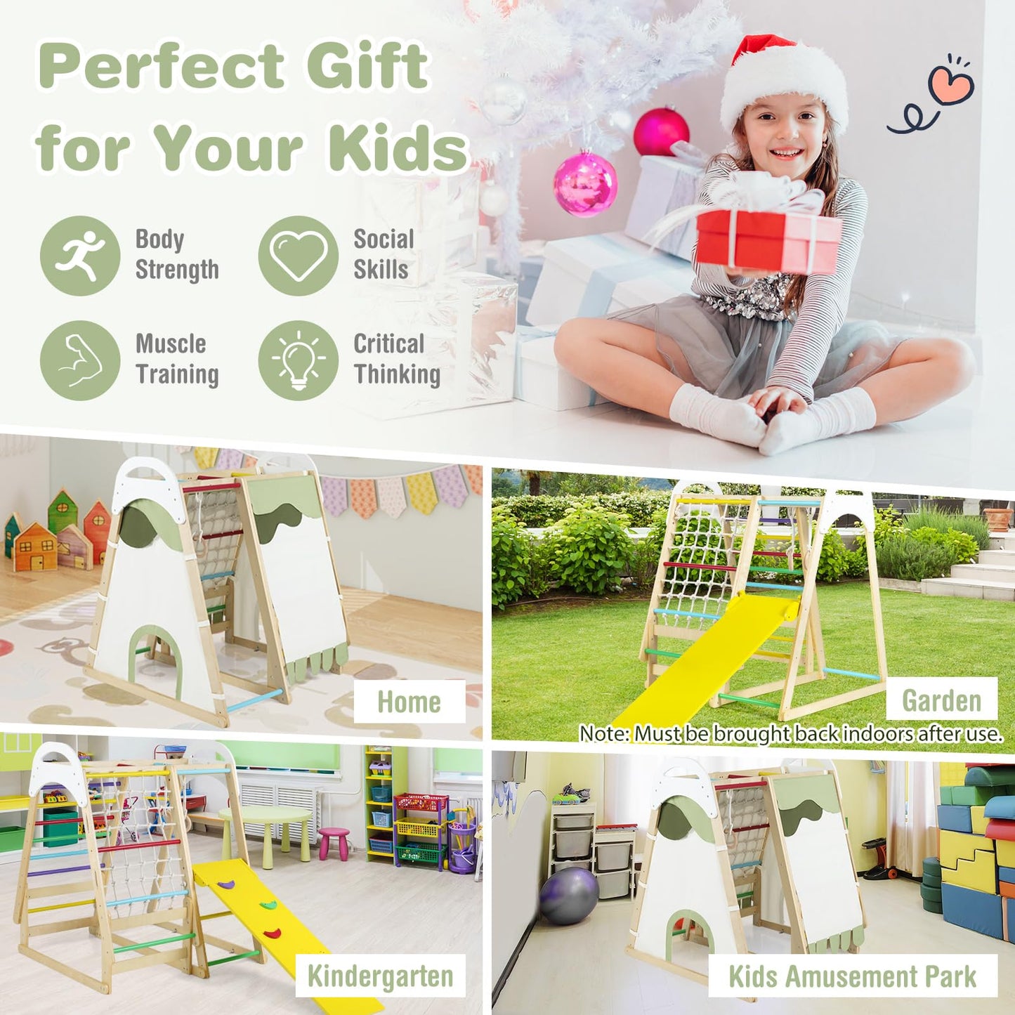 Multi-functional Kid's Climbing Toy with Slide and Climbing Net