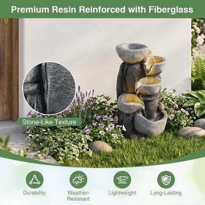 GiantexUK 5-Tier Outdoor Water Fountain, Cascading Waterfall Feature