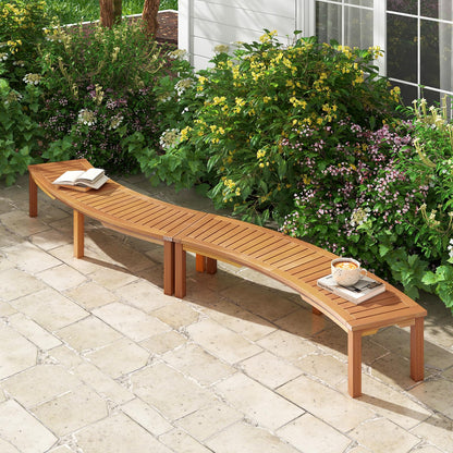 Curved Fire Pit Bench with Slatted Seat and Painted Surface