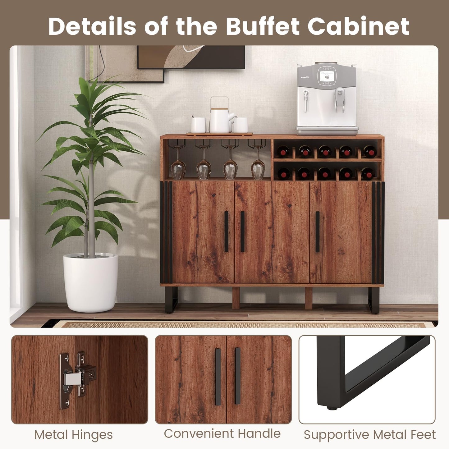 Wooden Storage Cabinet for Dining Room