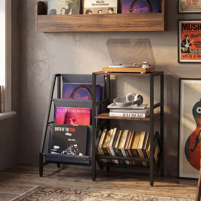 Record Player Stand with Vinyl Record Storage Shelf for 400+ Albums