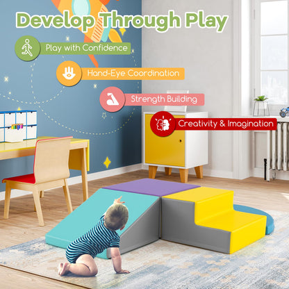4-Piece Climb and Crawl Foam Block Play Set for Infant Baby