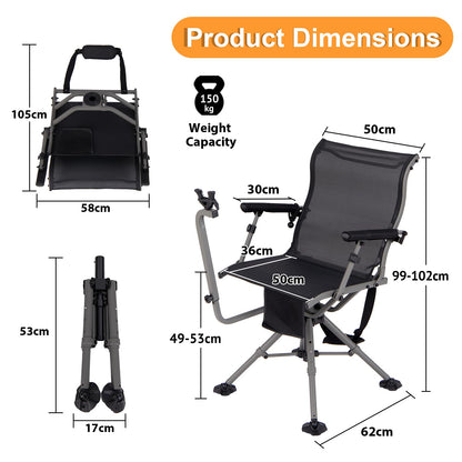 360° Swivel Folding Hunting Chairs with 3 Position Adjustable Legs