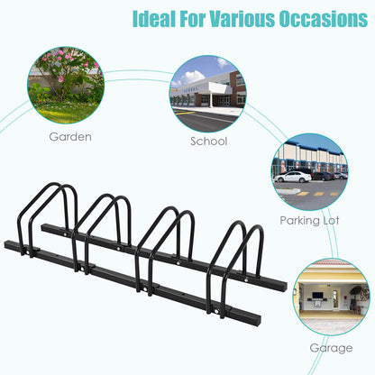 4 Bike Rack, Steel Bicycle Floor Parking Stand