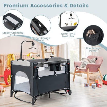 Foldable Baby Bedside Sleeper with Bassinet