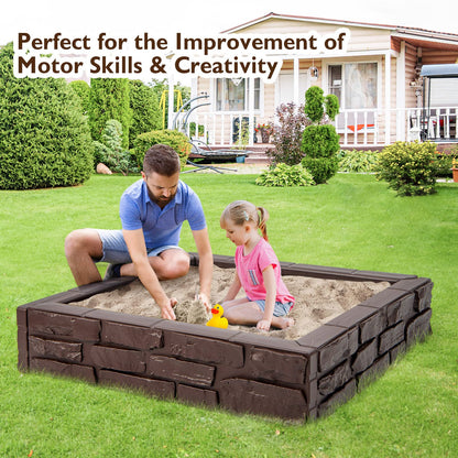 120 x 120cm Kids Sandbox with Cover and Bottom Liner