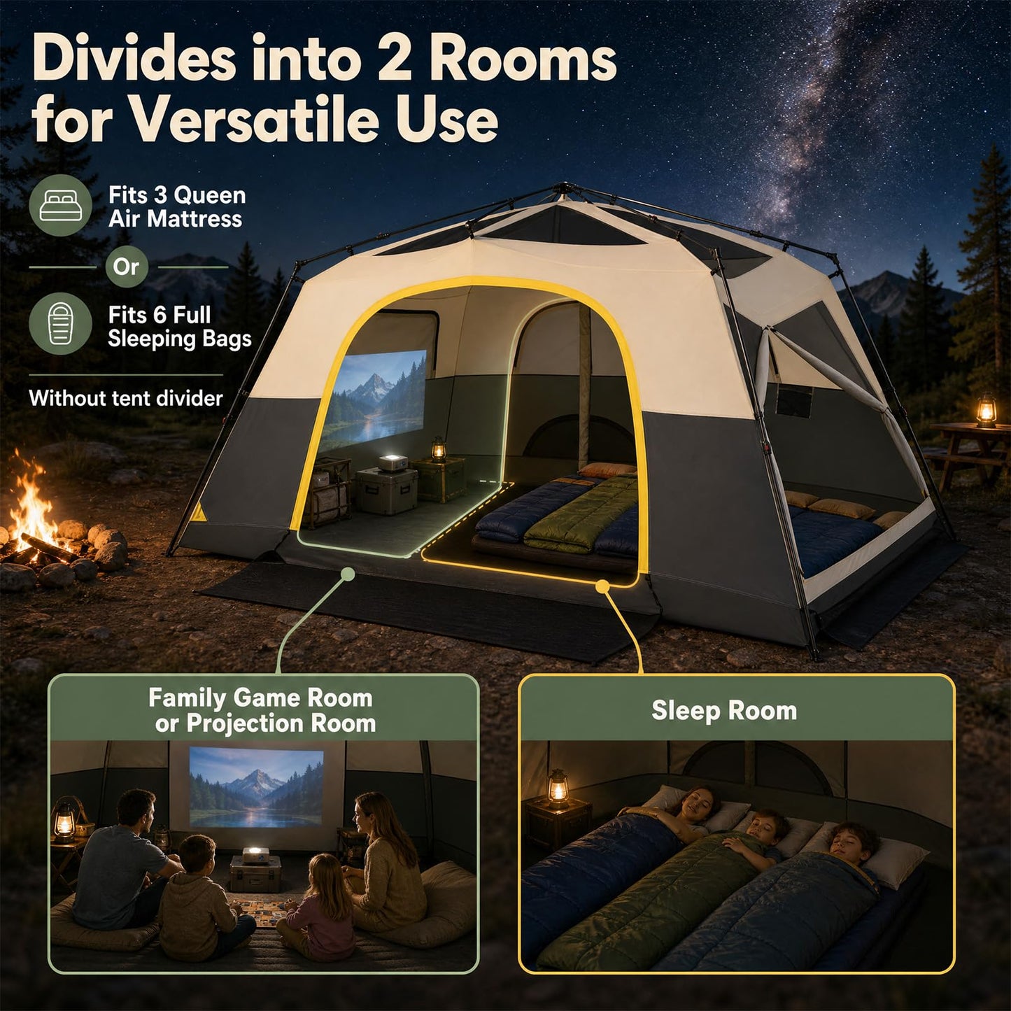 399 x 267 cm 10 Person Instant Cabin Camping Tent with Rainfly