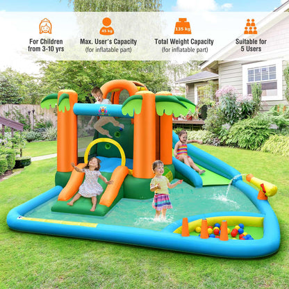 Kids Bouncy Castle with Dual Slides and Splash Pool for Outdoor Indoor Play