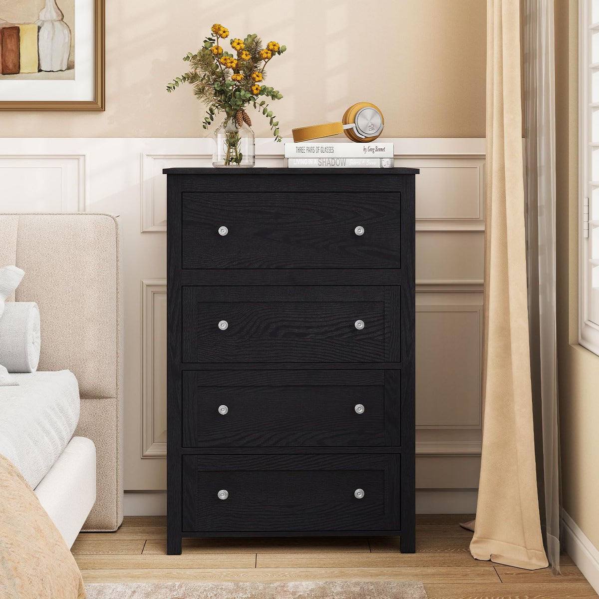 110cm Tall Storage Cabinet Chest of Drawers Clothes Organizer with 4 Drawers