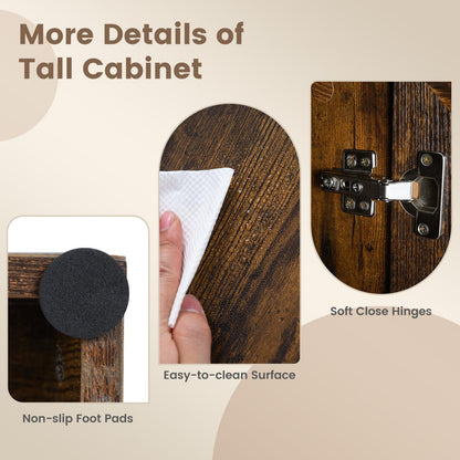 171.5cm Tall Kitchen Cupboard, 4-Door Pantry Storage Cabinet with Adjustable Shelf