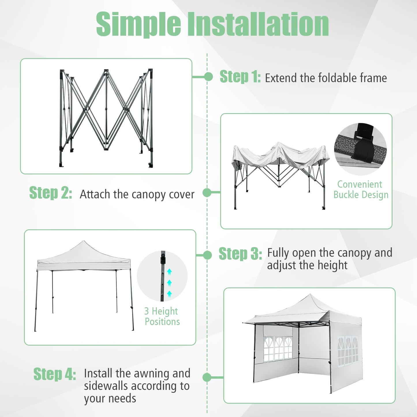 3m x 3m Pop up Canopy Tent, Outdoor Gazebo Instant Canopy