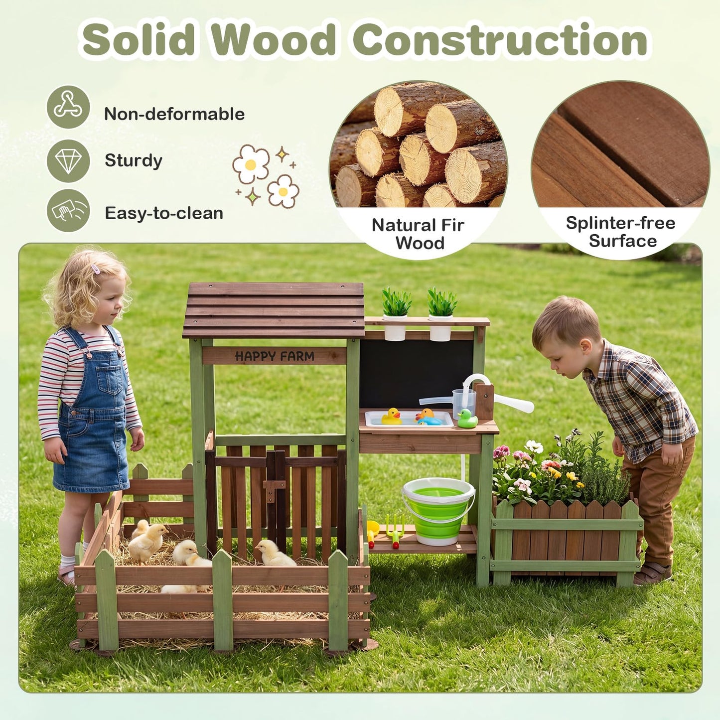 Outdoor Mud Farm Playset for Kids Age 3+