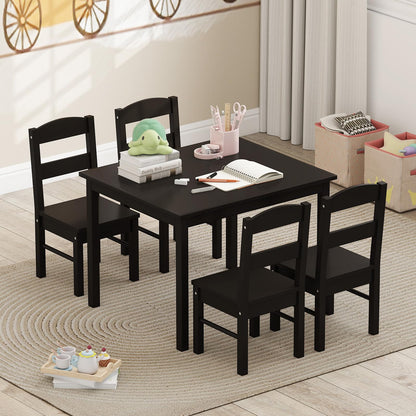 5pcs Activity Wooden Children Desk Chair Set for Preschool Girls Boys