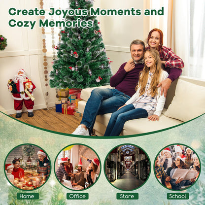 150/180CM Artificial Christmas Tree with 8 Lighting Modes and Optical Fibers