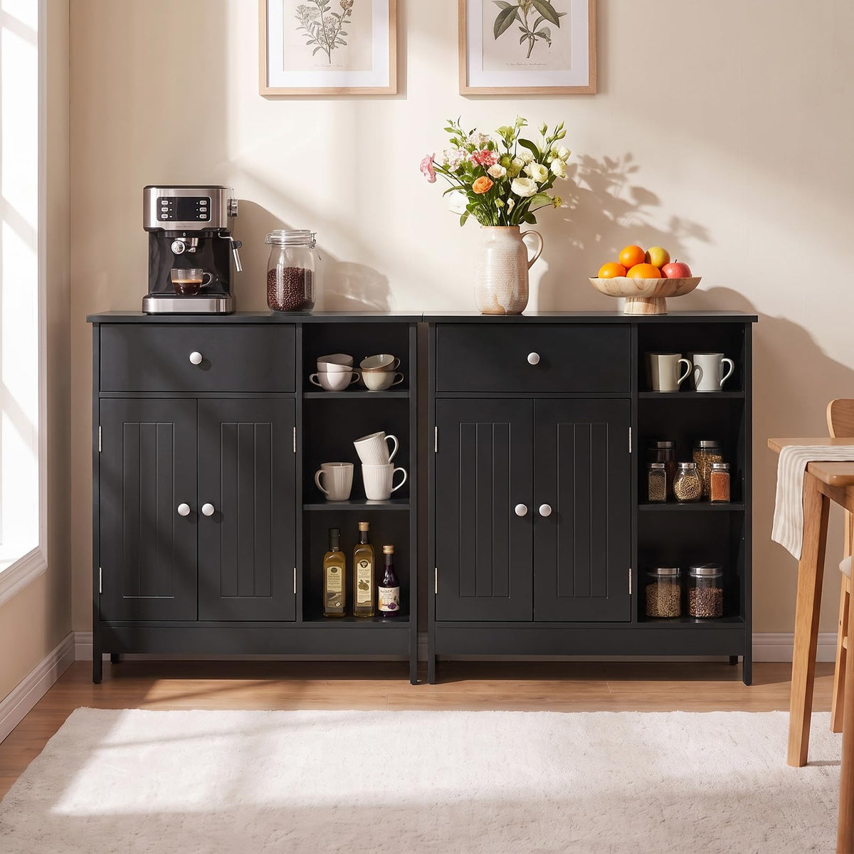 Bathroom Floor Cabinet with Drawer, Adjustable Shelves