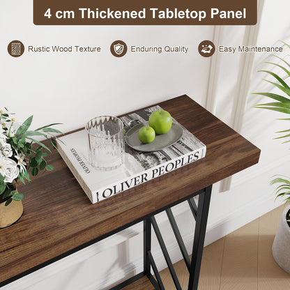 2-Tier Console Table, Industrial Slim Entryway Table with 40mm Top