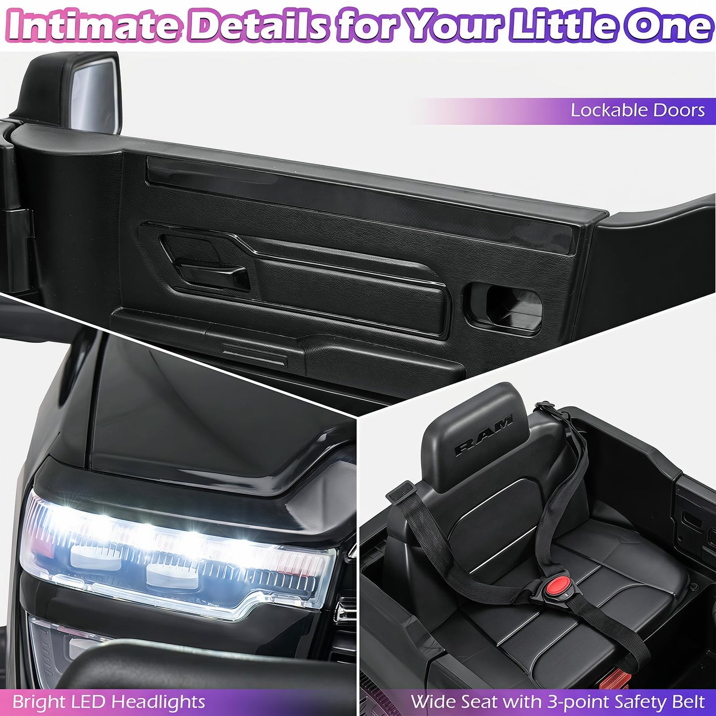 12V Kids Ride on Car with Remote Control, Lights