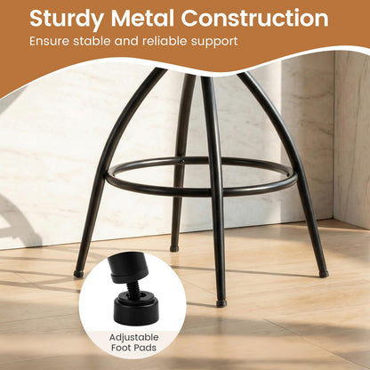 Swivel Bar Stools Set of 2 Counter Height Barstools with Backrest and Footrest