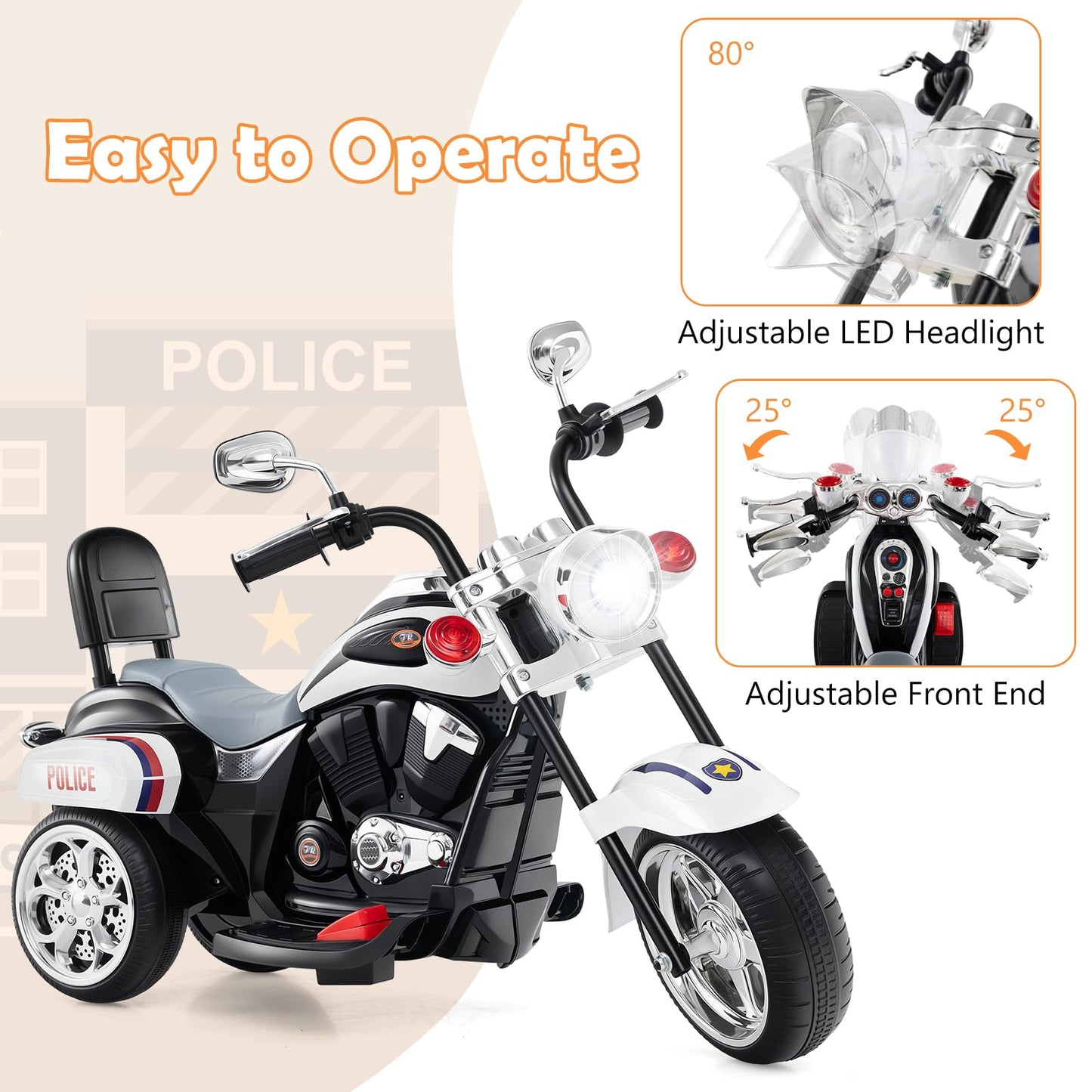 Kids Electric Motorcycle Motorbike 6V Battery Horn Headlight