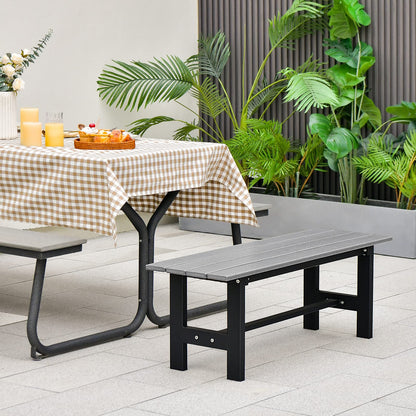 Metal Frame Outdoor Dining Bench Chair Leisure Porch Seating