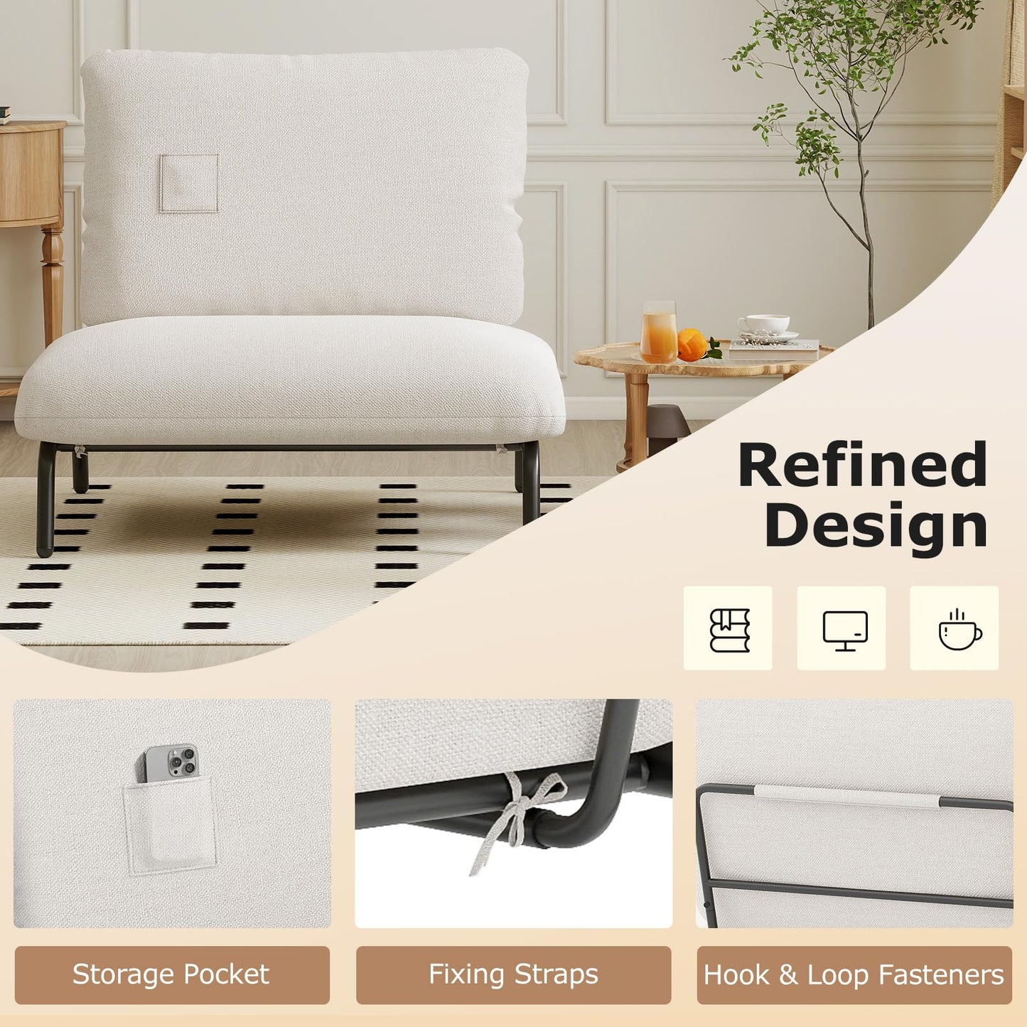Oversized Accent Chair with Extra Wide Seat and Storage Pocket