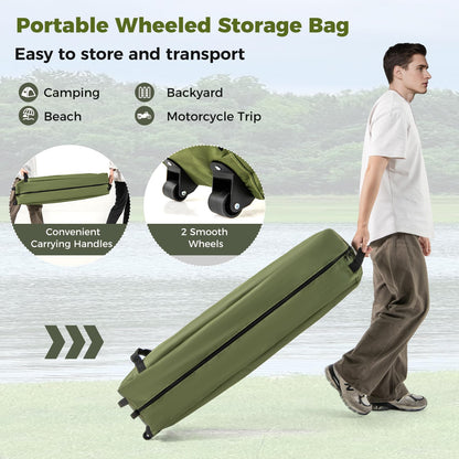 2-Person Foldable Off-Ground Camping Cot Tent with Wheeled Bag
