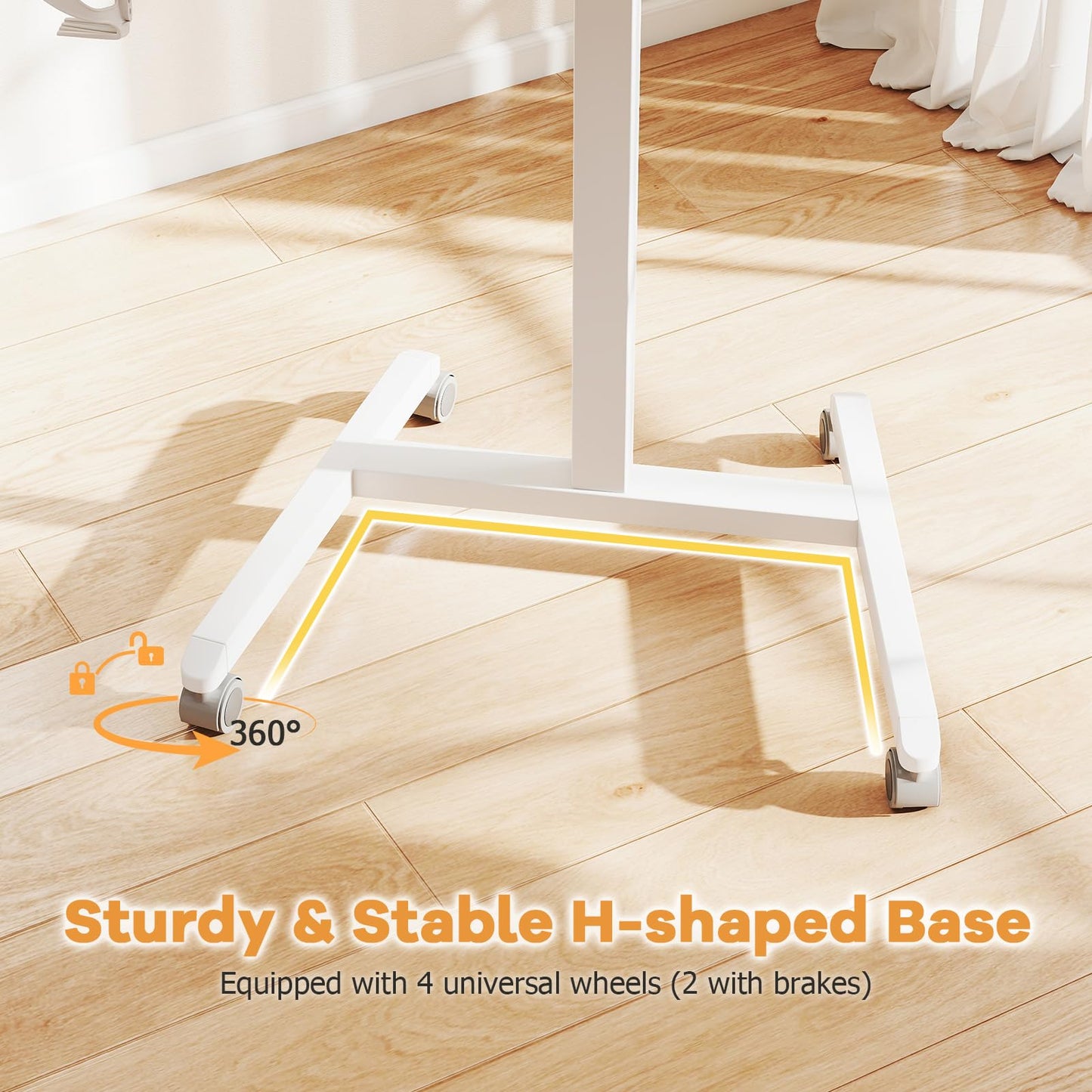 Foldable Mobile Standing Desk Portable Computer Workstation with Hook and Cup Holder