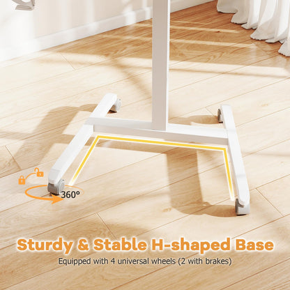 Foldable Mobile Standing Desk Portable Computer Workstation with Hook and Cup Holder
