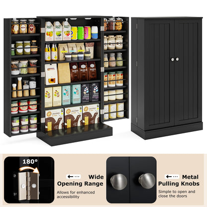 104cm Tall Kitchen Pantry Storage Cabinet with Doors and Adjustable Shelves