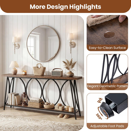 2-Tier Console Table, 180cm Long Industrial Narrow Entryway Table
