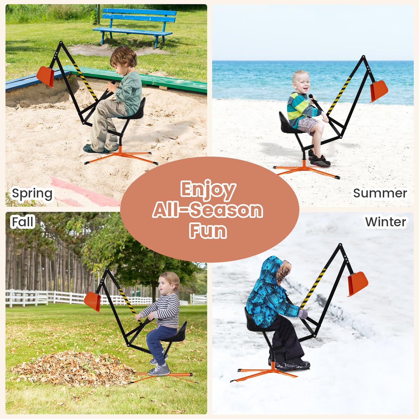 Children Construction Excavator with 2-Handed Controls & 360° Rotatable Function