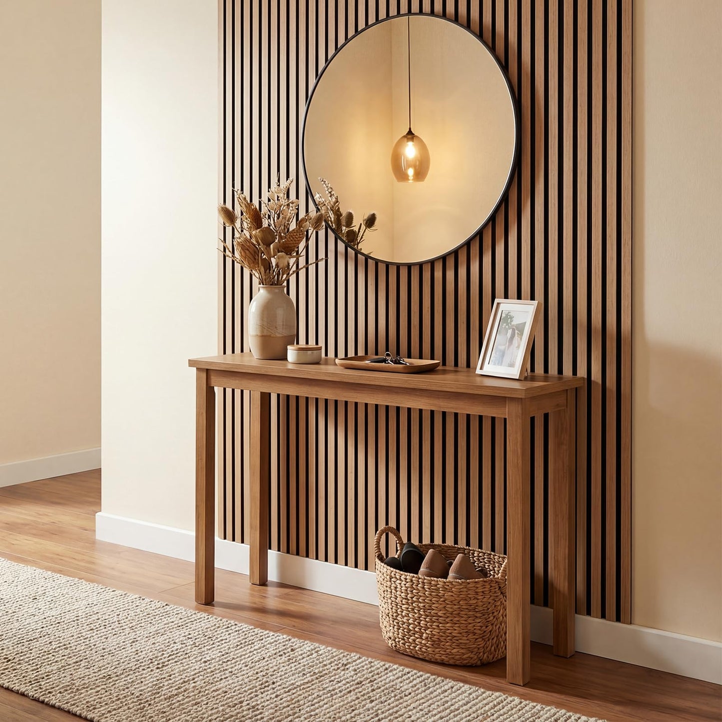 4 Pack Acoustic Panels for Walls 60 x 60 cm Sound Absorbing Panel with 15 Wooden Slats