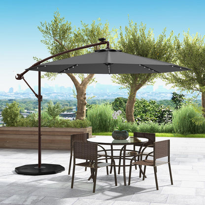 294 cm Solar Patio Offset Umbrella Cantilever Umbrella with 40 LED Lights