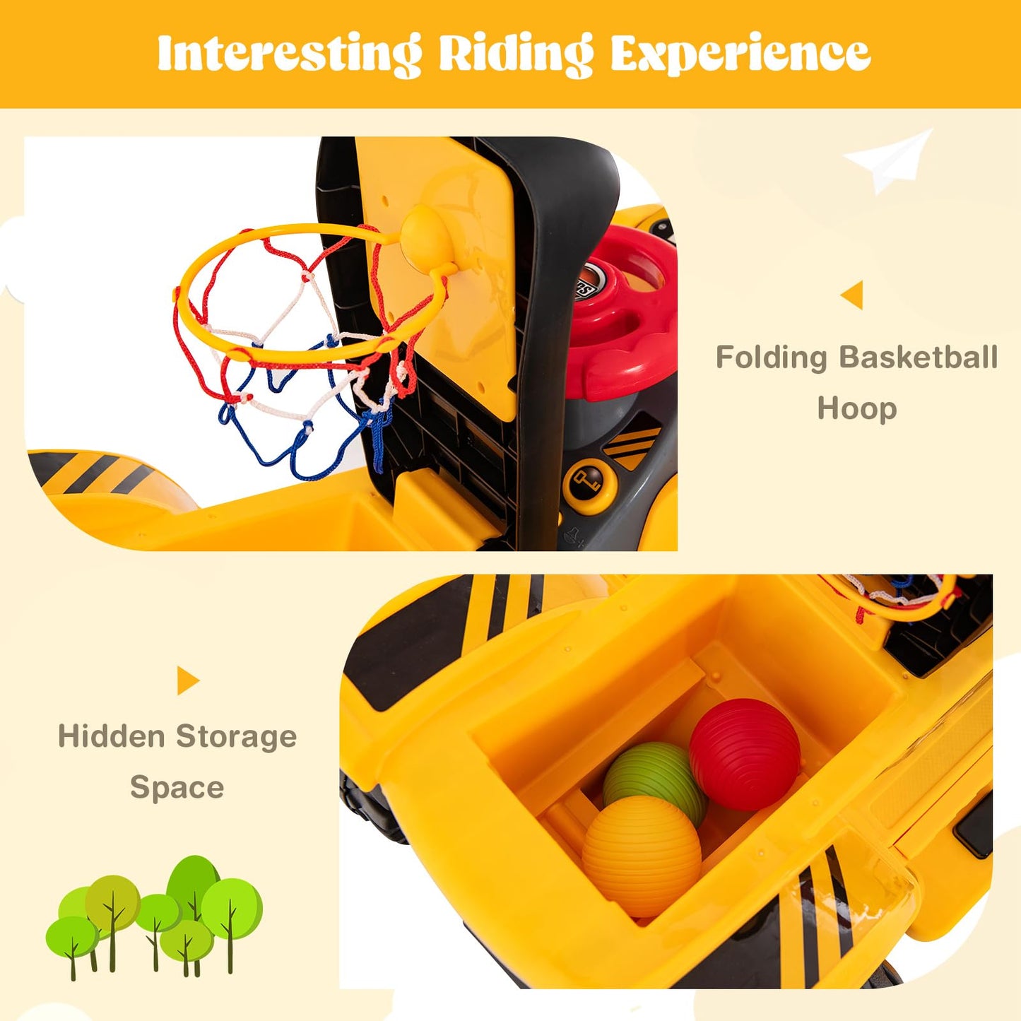 Kids Ride On Excavator Toy with Controllable Digging Bucket