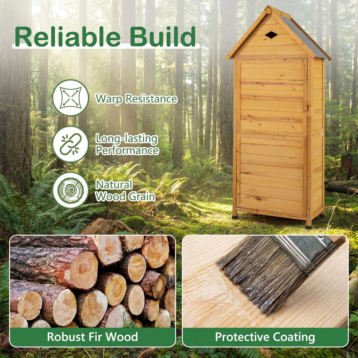 GiantexUK Wooden Garden Shed, Tool Storage Cabinet with 5 Shelves