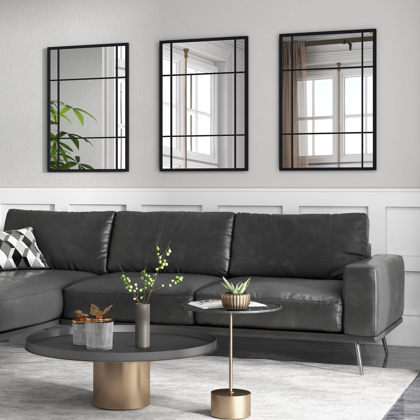 Decorative Wall Mirror, 100x70cm Large Rectangular Hanging Window Mirror