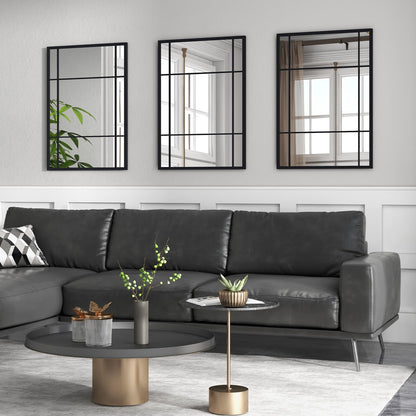 Decorative Wall Mirror, 100x70cm Large Rectangular Hanging Window Mirror