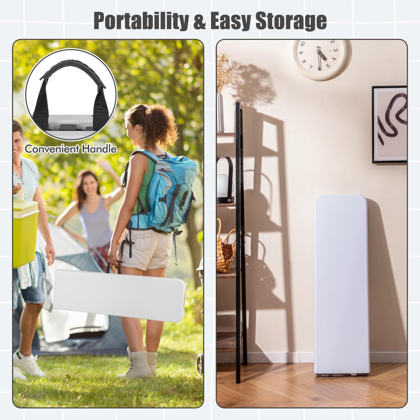 182 cm Portable Folding Plastic Bench Seat with Carry Handle