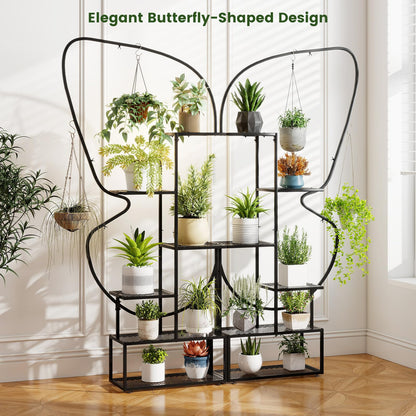 185 cm Tall Butterfly-Shaped 6-Tier Flowerpot Shelf