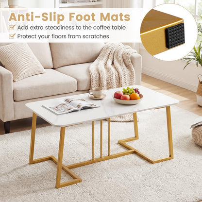 Coffee Table for Living Room, 90cm Marble Effect Center Table