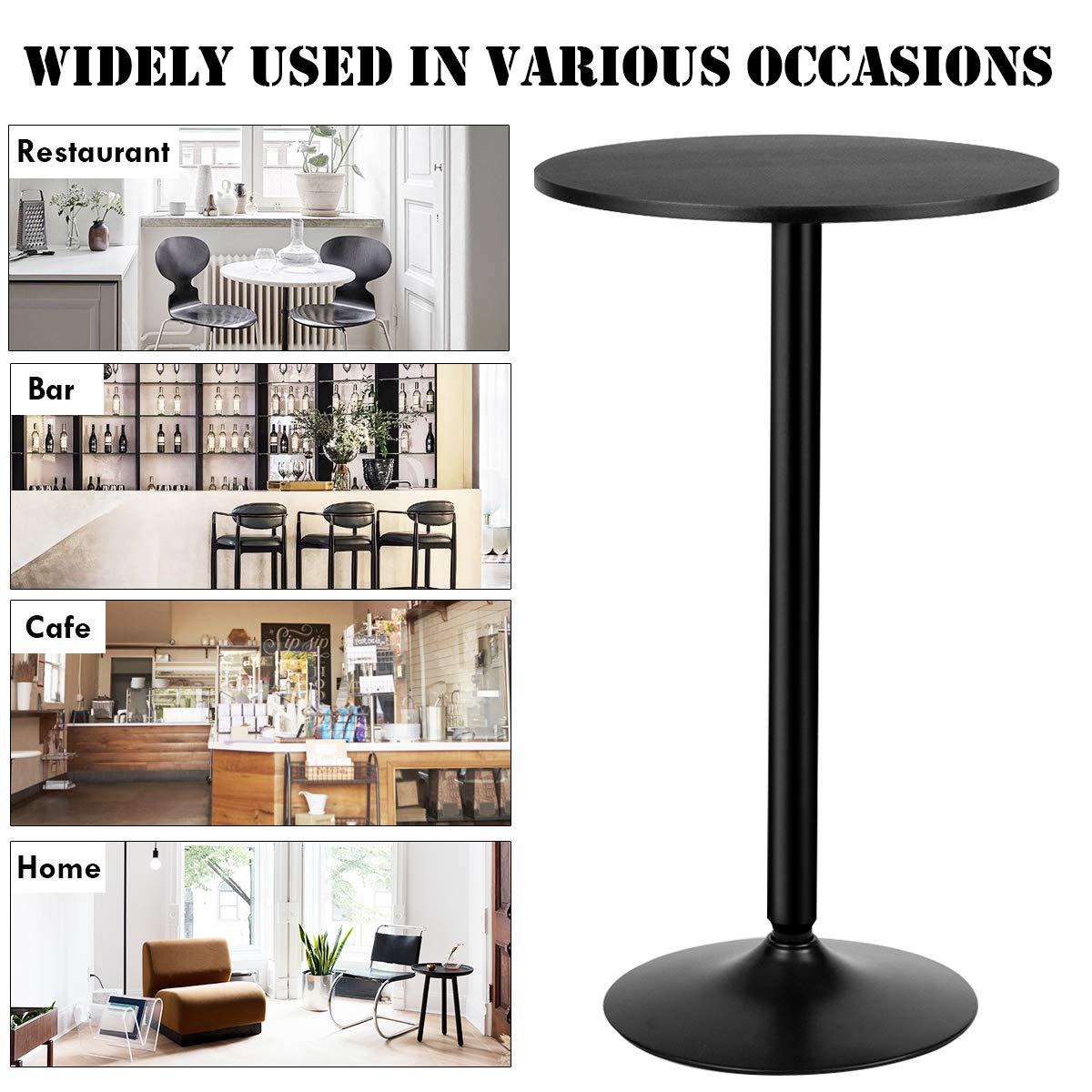 101cm Height Counter Bistro Pub Tables with Fixed Tabletop and Stable Base