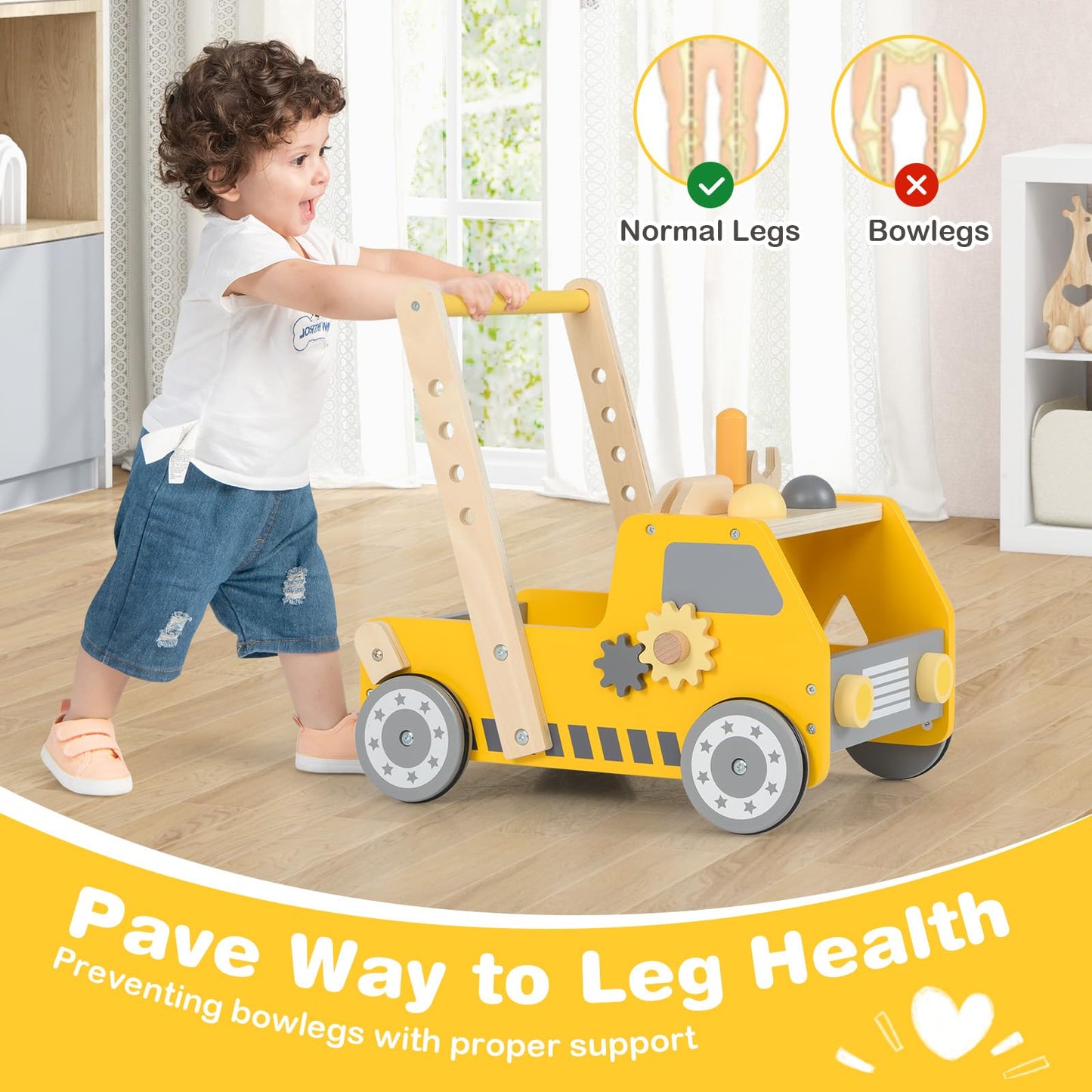 2 in 1 Push Along Walkers and Toy Tool Bench with Adjustable Speed
